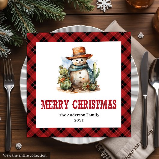 Western buffalo plaid napkins Christmas party set Servet