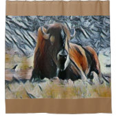 Western buffelontwerp thuisdeeg douchegordijn (Voorkant)