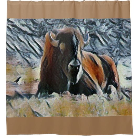 Western buffelontwerp thuisdeeg douchegordijn (Voorkant)