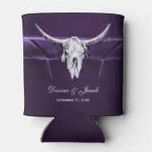 Western Bull Koe schedel donker Paarse wit rustiek Blikjeskoeler (Achterkant)