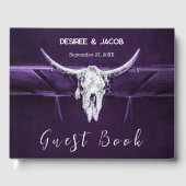 Western Bull Koe schedel donker Paarse wit rustiek Gastenboek (Voorkant)