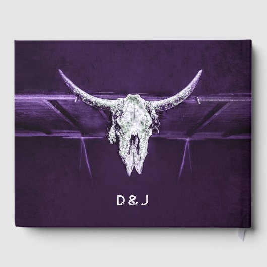 Western Bull Koe schedel donker Paarse wit rustiek Gastenboek (Achterkant)