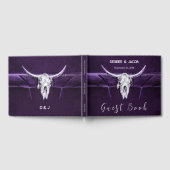 Western Bull Koe schedel donker Paarse wit rustiek Gastenboek (Volledig)