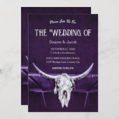 Western Bull Koe schedel donker Paarse wit rustiek Kaart (Voorkant / Achterkant)