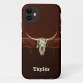 Western Bull Skull Brown Rustic Land Case-Mate iPhone Case (Achterkant)