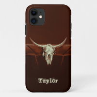 Western Bull Skull Brown Rustic Land