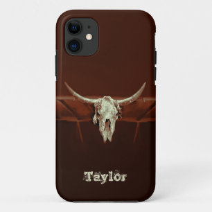 Western Bull Skull Brown Rustic Land Case-Mate iPhone Case