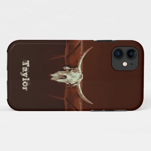 Western Bull Skull Brown Rustic Land Case-Mate iPhone Case (Achterkant (horizontaal))