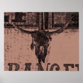 Western Bull Skull Bruin Oud Land Poster (Voorkant)