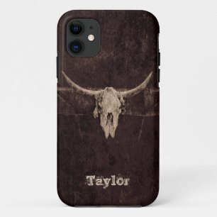 Western bull Skull Country Brown beige Old Rustic Case-Mate iPhone Case