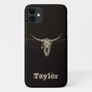 Western Bull Skull Country Cowboy Rustic  iPhone 11 Hoesje