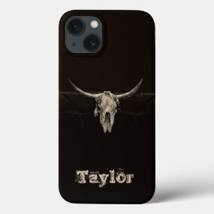 Western Bull Skull Country Cowboy Rustic  iPhone 13 Hoesje