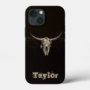 Western Bull Skull Country Cowboy Rustic  iPhone 13 Mini Hoesje
