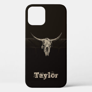 Western Bull Skull Country Cowboy Rustic  iPhone 12 Pro Hoesje