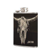 Western Bull Skull Country Rustiek Bruin  Heupfles (Links)