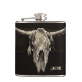 Western Bull Skull Country Rustiek Bruin  Heupfles (Voorkant)