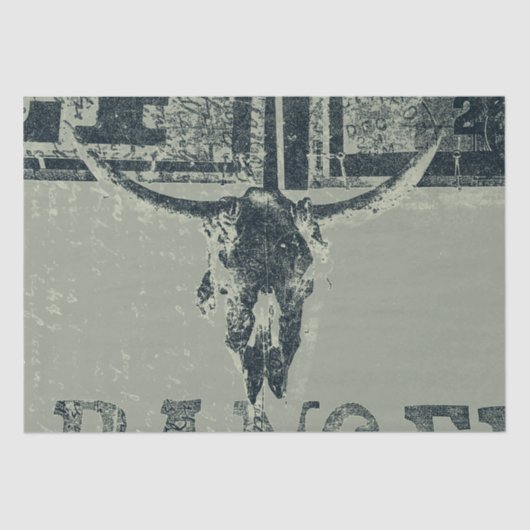 Western bull Skull Green Old Rustic Tissuepapier (Voorkant)