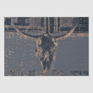 Western Bull Skull Grey Black Land Tissuepapier