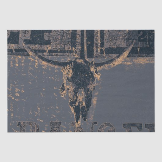 Western Bull Skull Grey Black Land Tissuepapier (Voorkant)