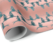 Western Bull Skull Roos Gold Blauwgroen Glitter De Cadeaupapier (Rol Hoek)