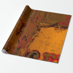 Western  Bull Skull Rust Sinaasappel Land Cadeaupapier