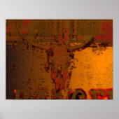 Western  Bull Skull Rust Sinaasappel Land Poster (Voorkant)