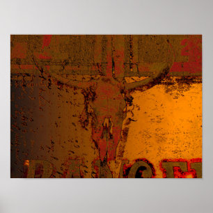 Western  Bull Skull Rust Sinaasappel Land Poster