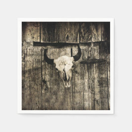 Western Bull Skull Schuur Hout Sepia  Rustiek Servet