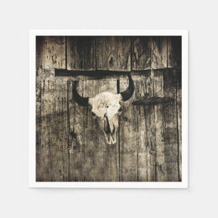 Western Bull Skull Schuur Hout Sepia  Rustiek Servet