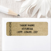 Western burlap bruiloft retour adres etiket (Insitu)