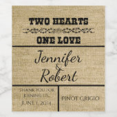 Western Burlap Bruiloft Wijn Label Wijn Etiket (Enkel label)