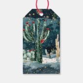 Western Cactus Christmas Cowboy Boots Cadeaulabel (Achterkant)