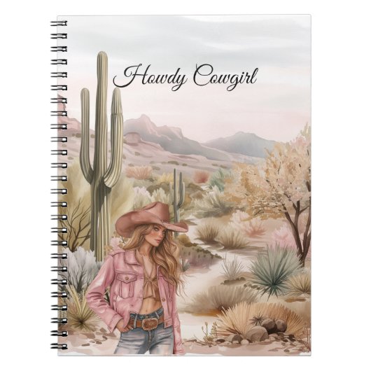 Western Cactus Desert Blond Cowgirl Notitieboek (Voorkant)