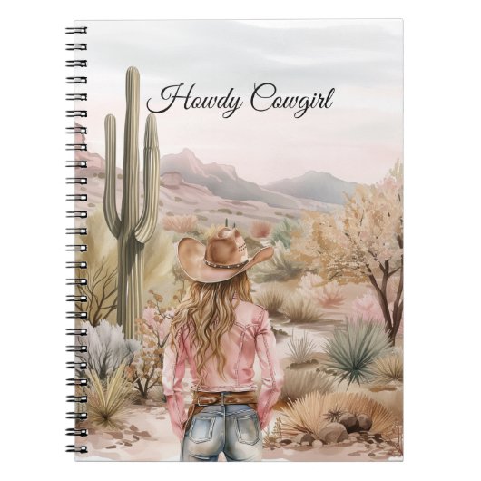 Western Cactus Desert Cowgirl Hat Notitieboek (Voorkant)