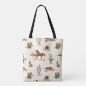 Western Cactus Desert Horse Cowgirl Gepersonalisee Tote Bag (Achterkant)