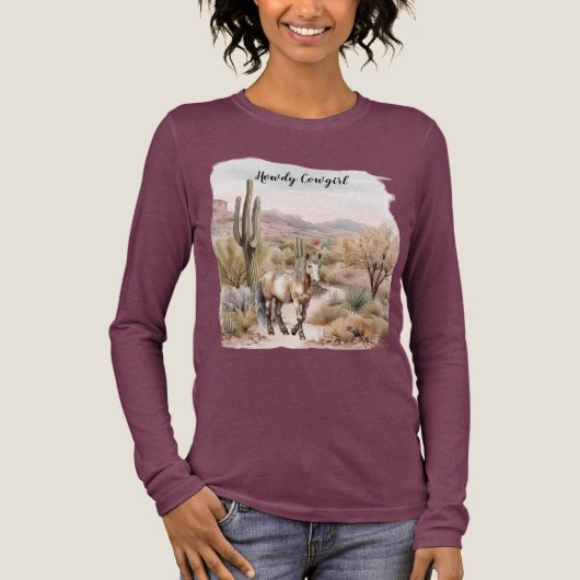 Western Cactus Horse Tri-Blend Shirt (Voorkant)