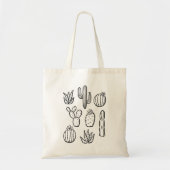 Western Cactus Plants Desert Boho Botanical Black Tote Bag (Voorkant)