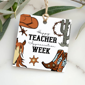 Western-cadeau voor waardering van Wild West-lerar Bedankjes Labels