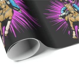 Western cadeaupapier, cowgirl op paard cadeaupapier