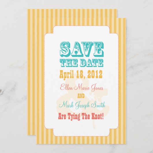 Western carnaval - sla de datum geel op save the date (Voorkant / Achterkant)