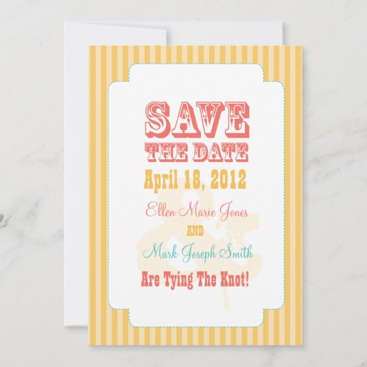 Western carnaval - Sla de datum op geel en koraal Save The Date (Voorkant)