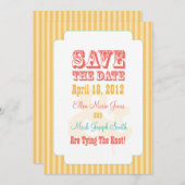 Western carnaval - Sla de datum op geel en koraal Save The Date (Voorkant / Achterkant)