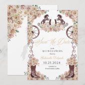Western Champagne Gold Save The Date Quinceañera Kaart (Voorkant / Achterkant)