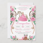 Western Charra Pink Rose Rustic Floral Quinceañera Kaart (Voorkant)