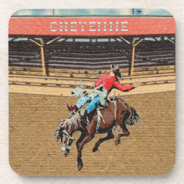 Western Cheyenne Rodeo Cowboy Bronc Riding Bier Onderzetter