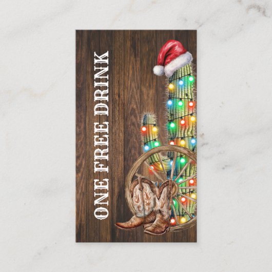 Western Christmas Cactus Free Drink Party Ticket (Voorkant)