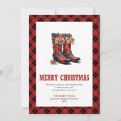 Western Christmas card cowboy boots design Feestdagenkaart (Voorkant)