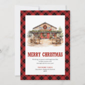 Western Christmas card ranch style tartan Feestdagenkaart (Voorkant)