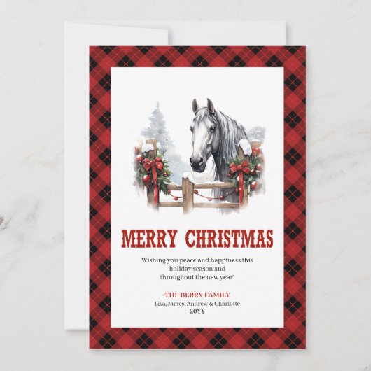 Western Christmas card red black cozy style Feestdagenkaart (Voorkant)