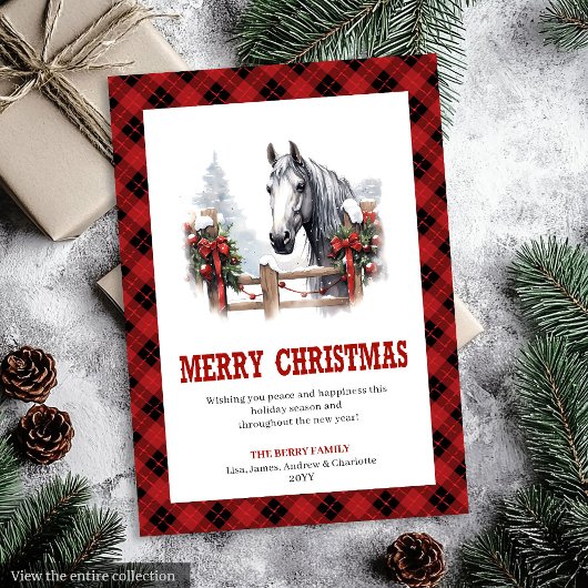 Western Christmas card red black cozy style Feestdagenkaart